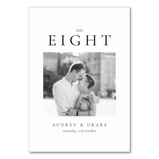 Clean Modern Wedding Photo Tischnummer (Rückseite)