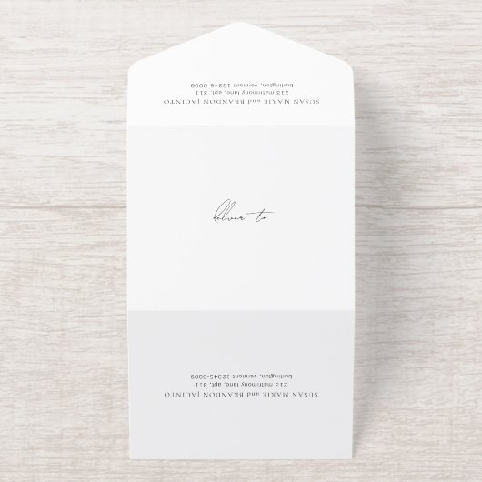 Clean Monogram Modern Wedding All-in-One-Einladung (Außenseite)