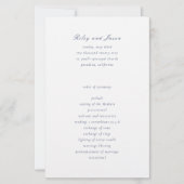 Clean Navy Blue Elegant Hochzeitsprogramm (Vorderseite)