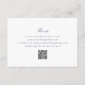 Clean Navy Blue QR Code Elegante Hochzeit RSVP Karte (Vorderseite)