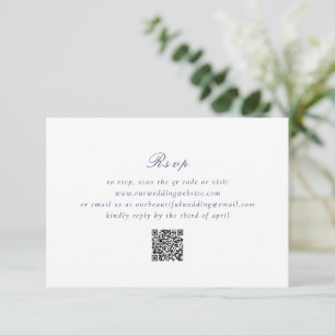Clean Navy Blue QR Code Elegante Hochzeit RSVP Karte