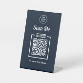 Clean Navy Scan QR Code Business-Logo Sockelschild (Vorderseite)
