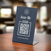 Clean Navy Scan QR Code Business-Logo Sockelschild
