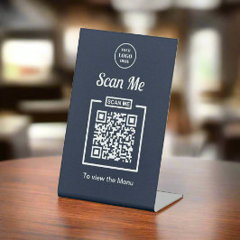 Clean Navy Scan QR Code Business-Logo Sockelschild