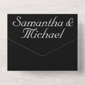 Clean simple black white wedding all in one einladung (Rückseite)