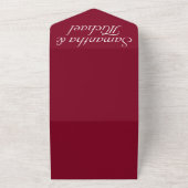 Clean simple Burgundy white wedding All In One Einladung (Außenbereich)