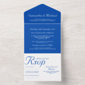 Clean simple Cobalt Blue white wedding All In One Einladung (Innen Boden)