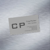 Clean Simple Gray Monogram Modern Magnetische Visitenkarte (Beispiel)