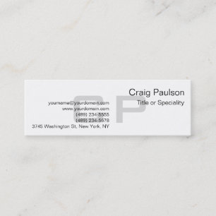 Clean Simple Gray Monogram Slim Business Card Mini Visitenkarte