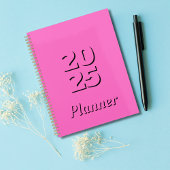 Clean Simple Neon Pink Woche und Monat 2025 Planer