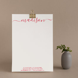 Clean Simple Pink & Red Typografy Name Briefbogen