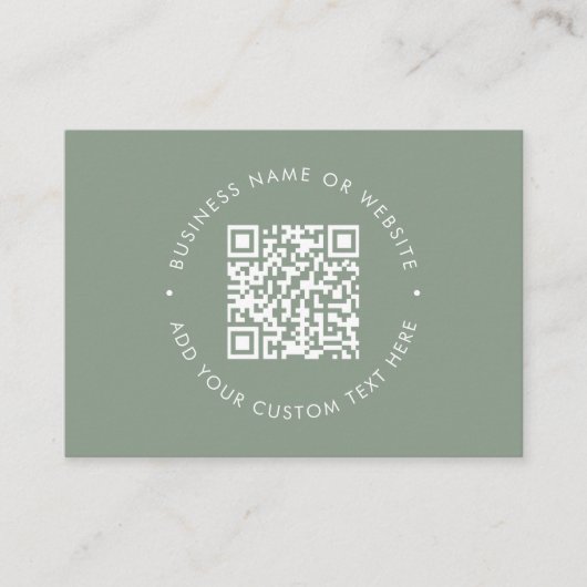 Clean Simple Sage Green Beruflich QR-Code Visitenkarte (Vorderseite)