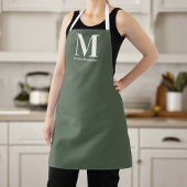 Clean Simple Sage Green Initial Name Uniform Schürze
