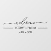 Clean Simple Welcome-Skriptstunden Fensteraufkleber (Blatt)