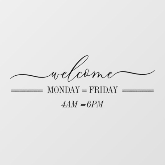 Clean Simple Welcome-Skriptstunden Fensteraufkleber (Blatt)