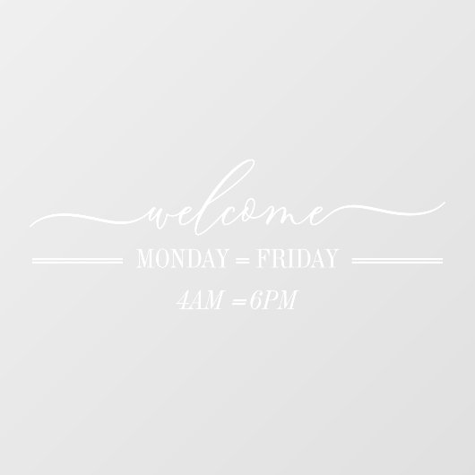 Clean Simple Welcome Skriptstunden Weiß Fensteraufkleber (Blatt)