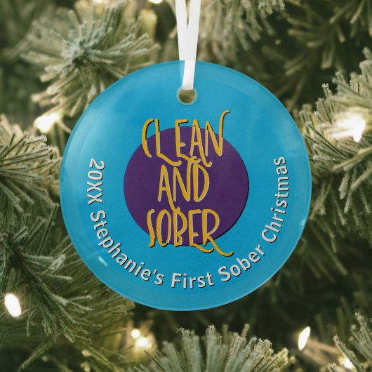 Clean & Sober Recovery Personalize Christmas 20XX Ornament Aus Glas (InSitu)