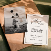 Clean Stylish Script Border Photo Wedding Save The Date