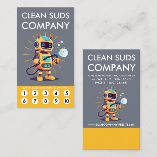 Clean Suds Wash Loyalty Punch Card Treuekarte (Vorne/Hinten)