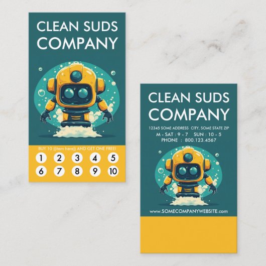 Clean Suds Wash Loyalty Punch Card Treuekarte (Vorne/Hinten)
