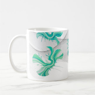clean teal geometric shape with swirly background kaffeetasse