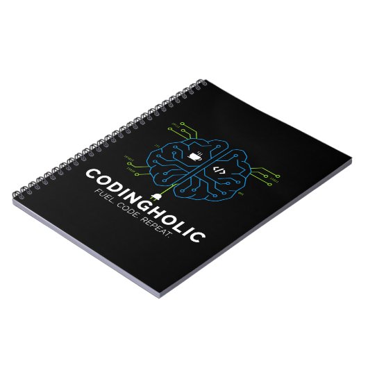 Clean Tech Brain Coding Notebook Design For Coders Notizblock (Linke Seite)