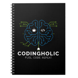 Clean Tech Brain Coding Notebook Design For Coders Notizblock