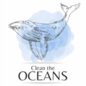 Clean the Oceans - whale watercolour design Aufkleber (Vorderseite)