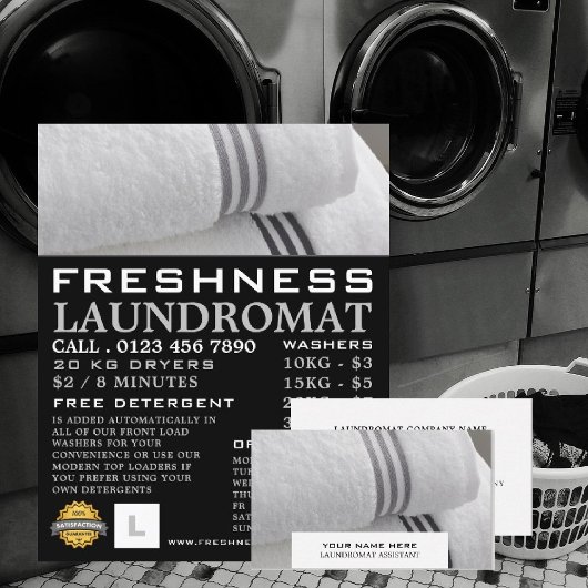 Clean Towels, Laundromat, Cleaning Advertising Flyer
