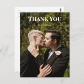 Clean Typografy Danke & Names Foto Postkarte (Vorne/Hinten)