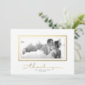 Clean White Gold Script Elegant Dankeschön Karte (Stehend Vorderseite)