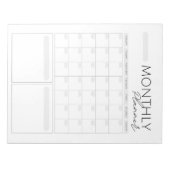 Clean White Gray Custom Monthly 40 Seiten Planer Notizblock (Vorderseite)
