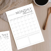 Clean White Gray Custom Monthly 40 Seiten Planer Notizblock