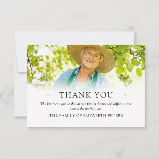 Clean White Simple Foto Beileid Vielen Dank Dankeskarte (Vorderseite)