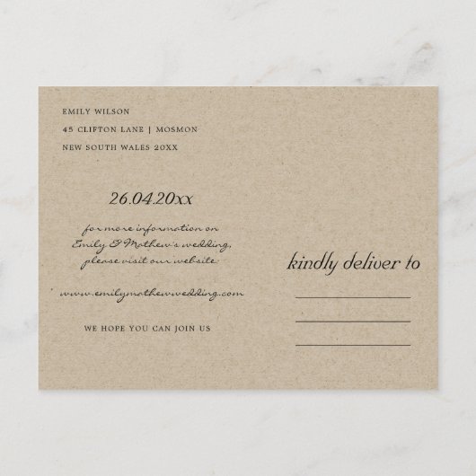 CLEAN YELLOW GREEN FLORAL SAVE THE DATE CARD ANKÜNDIGUNGSPOSTKARTE (Rückseite)