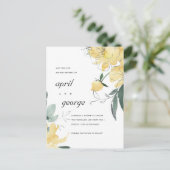 CLEAN YELLOW GREEN FLORAL SAVE THE DATE CARD ANKÜNDIGUNGSPOSTKARTE (Stehend Vorderseite)
