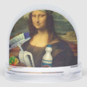 Cleaner Mona Lisa holding cleaning tools Da Vinci Schneekugeln (Rückseite)
