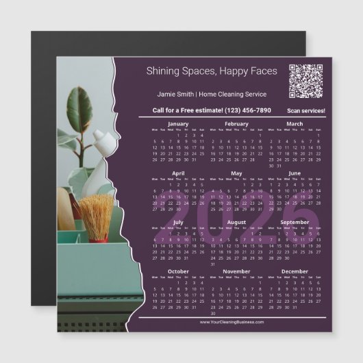 Cleaner Motto CTA QR-code 2026 Calendar Magnet (Vorne/Hinten)