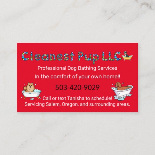 Cleanest Pup LLC Business Card Visitenkarte (Vorderseite)
