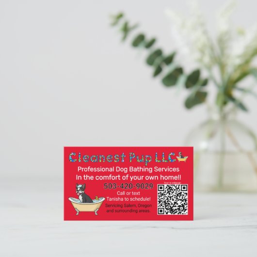 Cleanest Pup LLC Business Card Visitenkarte (Stehend Vorderseite)