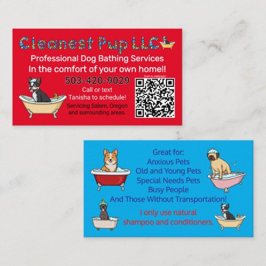 Cleanest Pup LLC Business Card Visitenkarte (Vorne/Hinten)