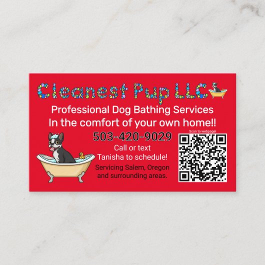 Cleanest Pup LLC Business Card Visitenkarte (Vorderseite)