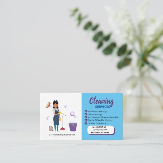 Cleaning_Bubble Business Card Telefonnummerkarte (Stehend Vorderseite)