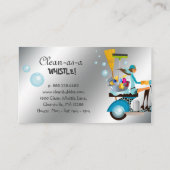 Cleaning Business Card Scooter Girl Silver Visitenkarte (Rückseite)