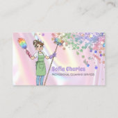 Cleaning Lady Maid Holographic Glitter Pink Visitenkarte (Vorderseite)