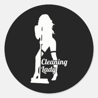 Cleaning lady runder aufkleber