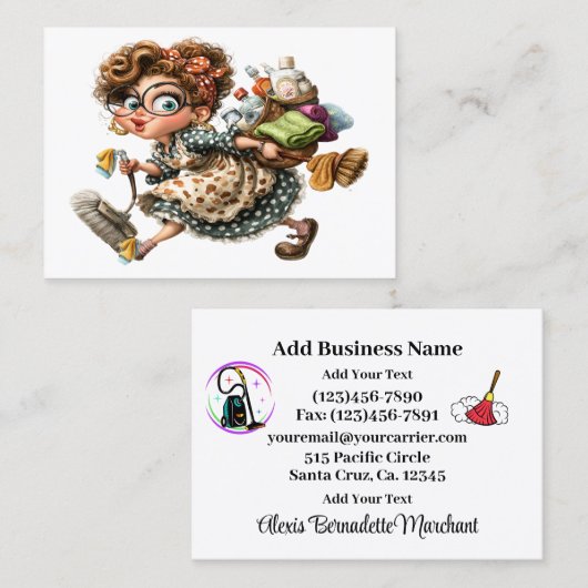 Cleaning Service Housekeeping  Business Card Visitenkarte (Vorne/Hinten)