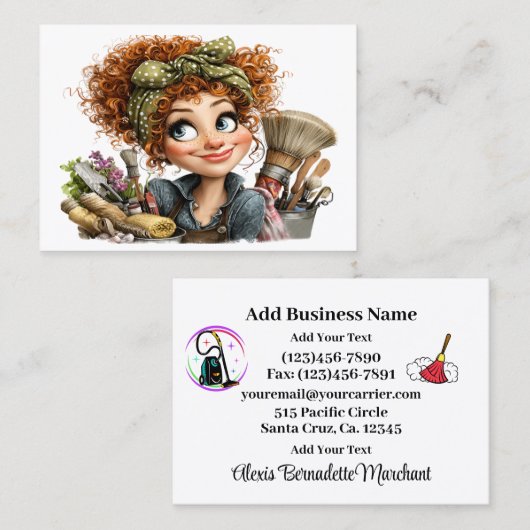 Cleaning Service Housekeeping Business Card Visitenkarte (Vorne/Hinten)