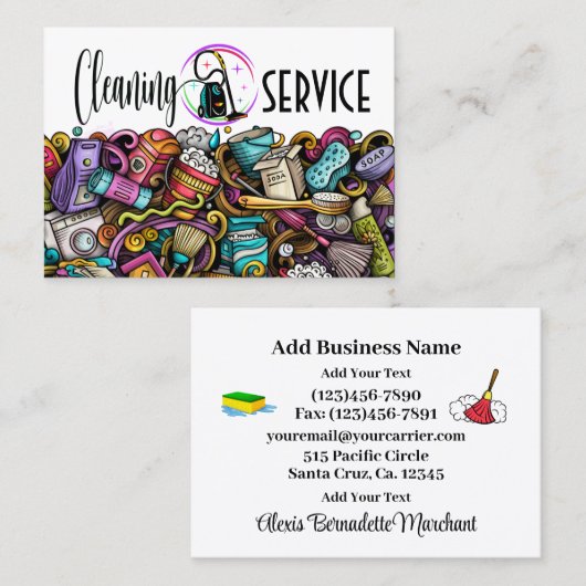 Cleaning Service Housekeeping  Business Card Visitenkarte (Vorne/Hinten)