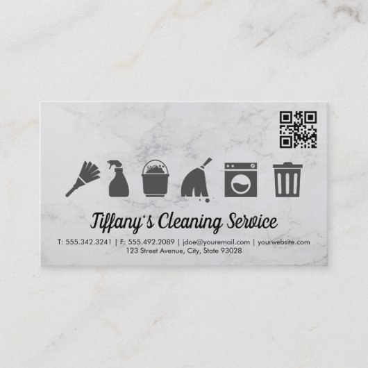 Cleaning Service Icons | qr code Visitenkarte (Vorderseite)